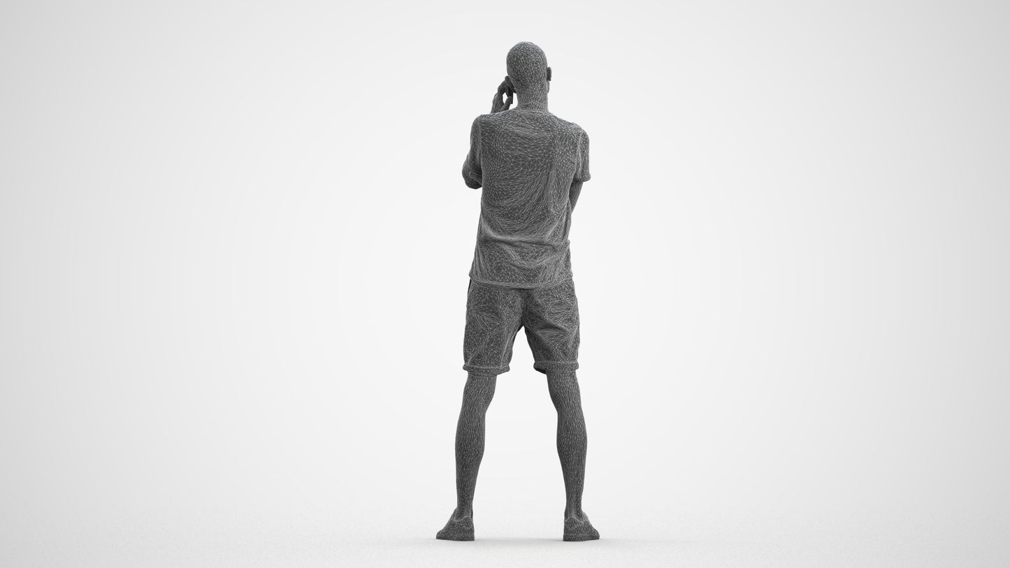 realistic 3D people man casual standing, render-ready for V-Ray and Corona, FBX OBJ, wireframe front view