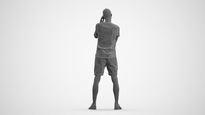 realistic 3D people man casual standing, render-ready for V-Ray and Corona, FBX OBJ, wireframe front view