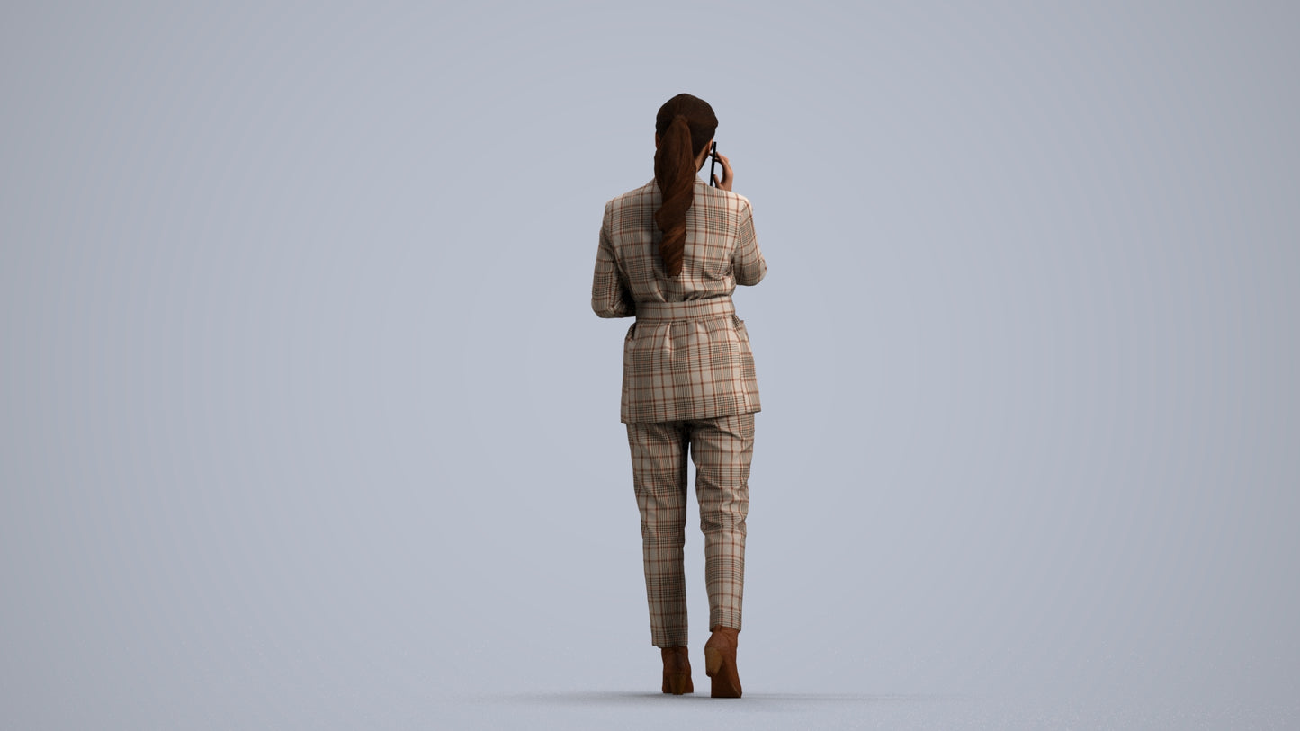 3D scanned woman business, photorealistic archviz people for Enscape and SketchUp, front view render
