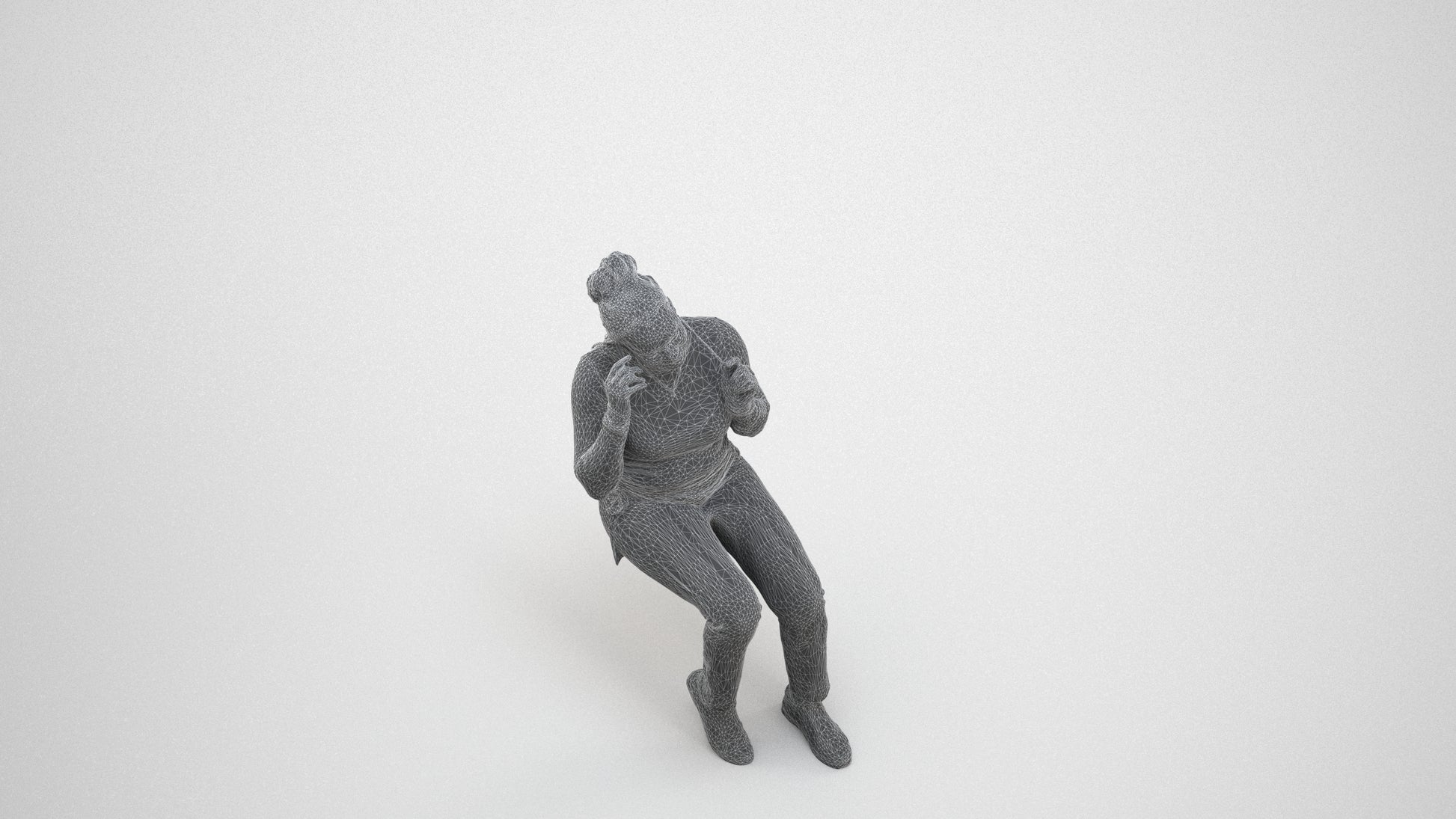 realistic 3D people woman casual sitting, render-ready for V-Ray and Corona, FBX OBJ, wireframe three-quarter view