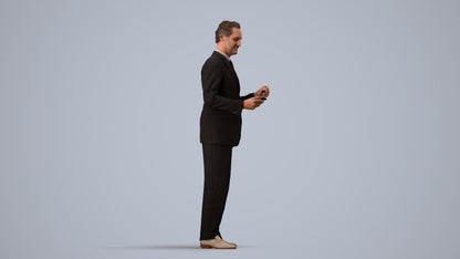 realistic 3D people man business, render-ready for V-Ray and Corona, FBX OBJ, side view render