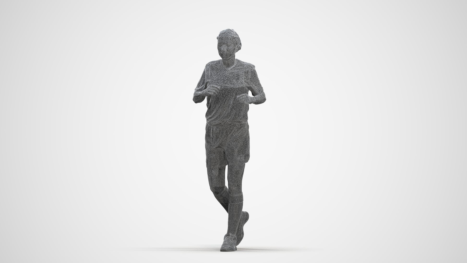3D people model woman sport, scanned human for 3ds Max rendering, three-quarter front view render