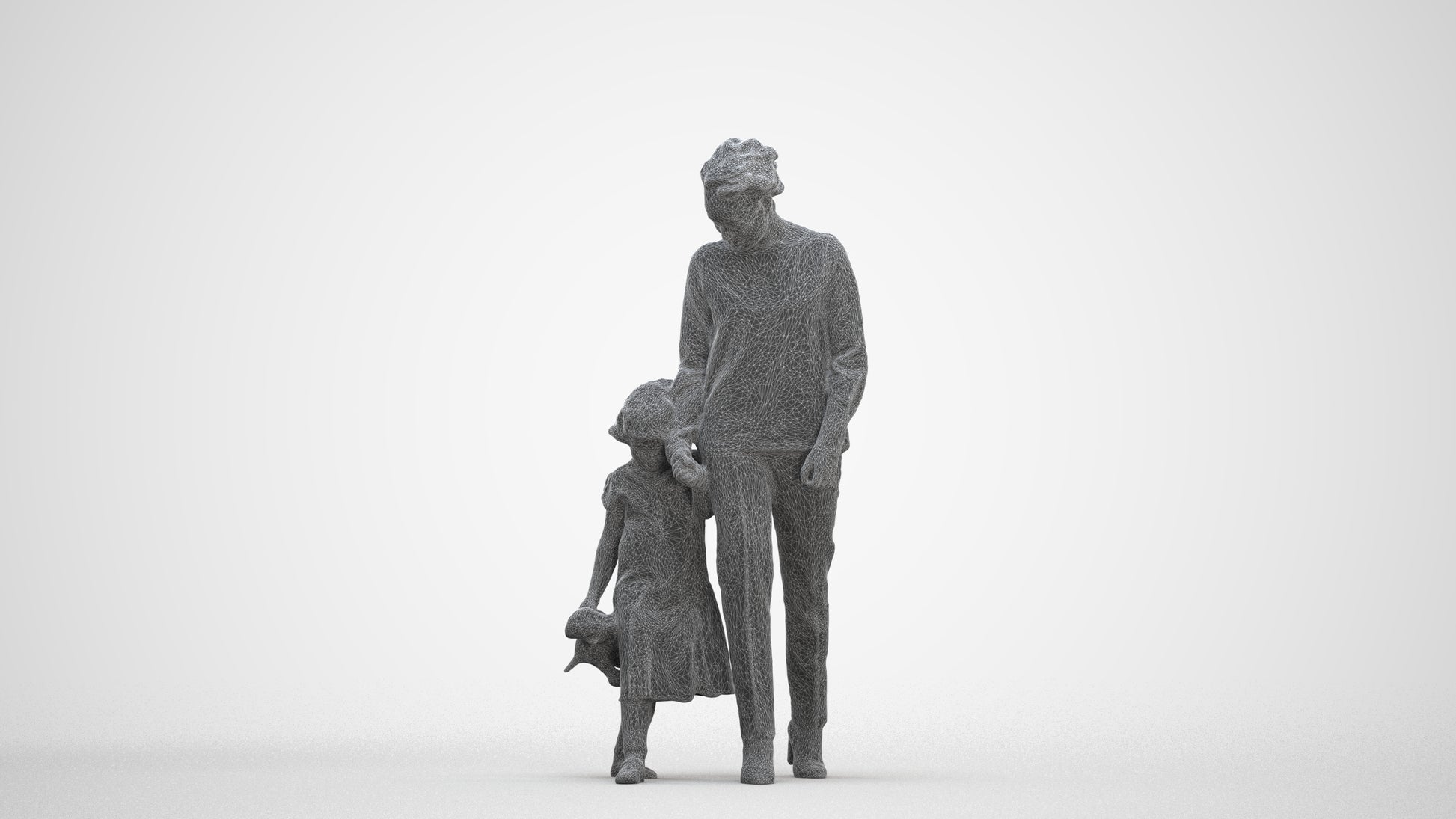 realistic 3D girl casual kids, scanned archviz people for Blender and 3ds Max, three-quarter front view render
