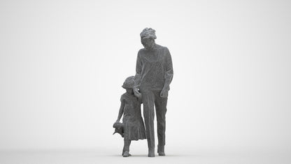 realistic 3D girl casual kids, scanned archviz people for Blender and 3ds Max, three-quarter front view render