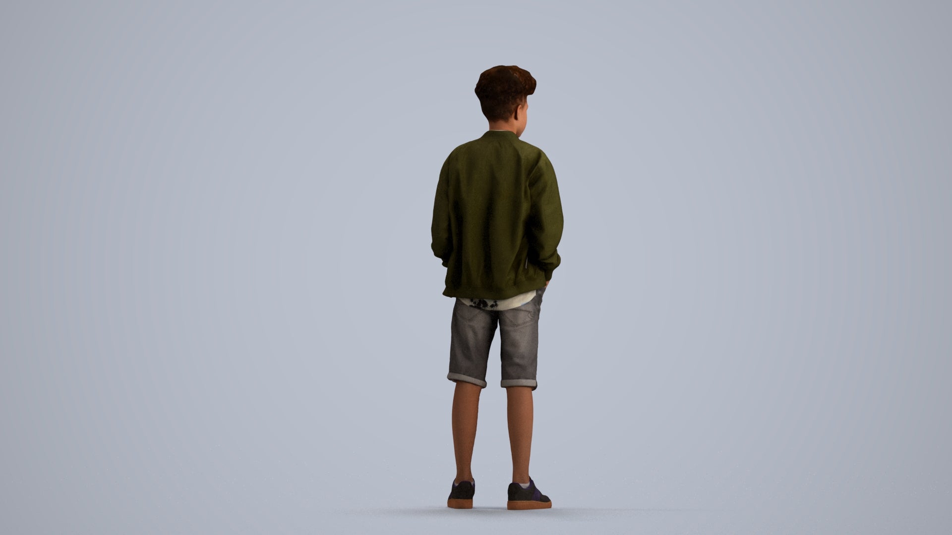 scanned 3D boy casual kids, photogrammetry people for Enscape and V-Ray, front view render