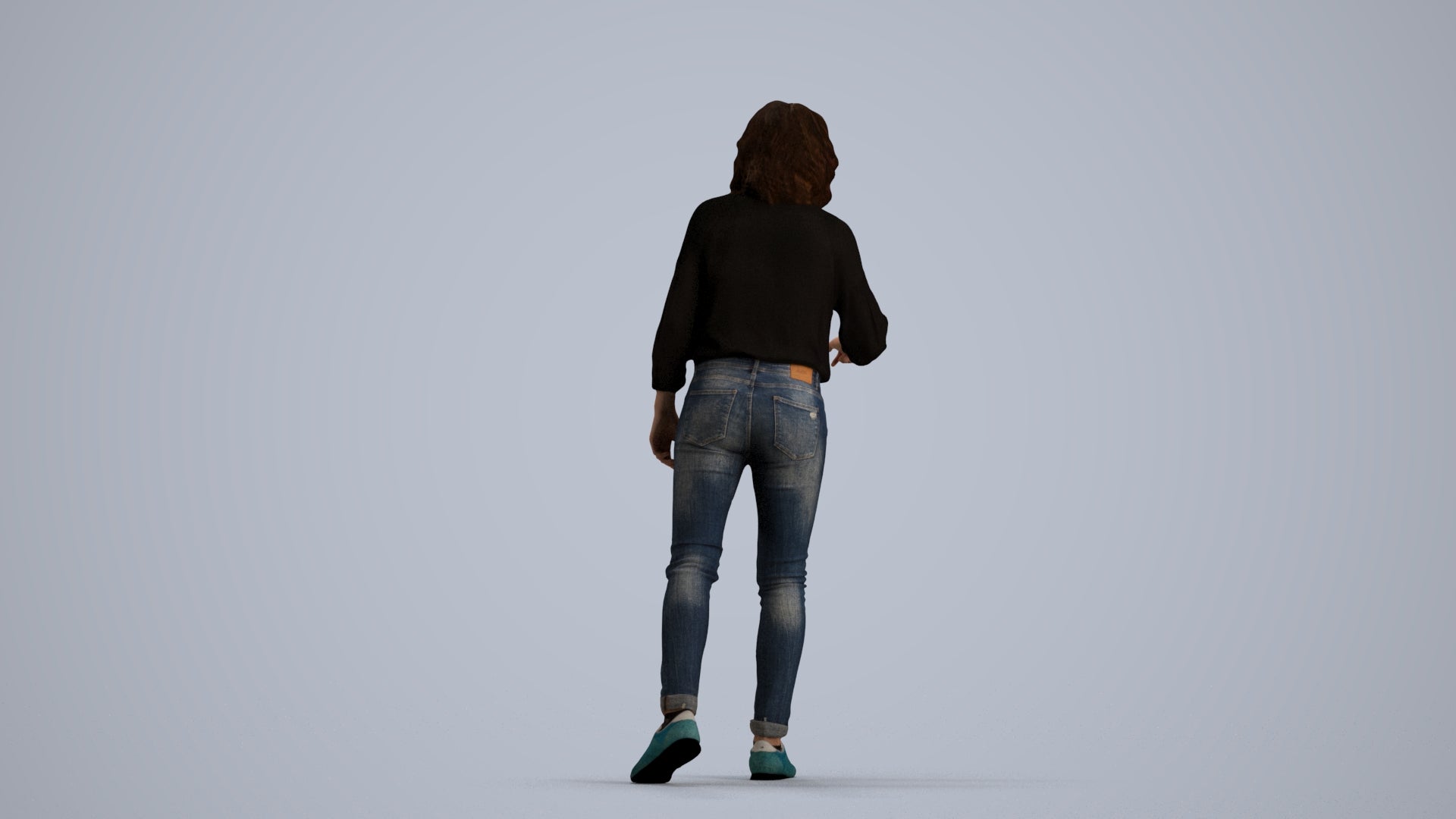 realistic 3D human woman casual mix, archviz people FBX OBJ for Blender, front view render