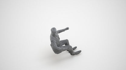 3D people model man business driving, scanned human for 3ds Max rendering, wireframe three-quarter view