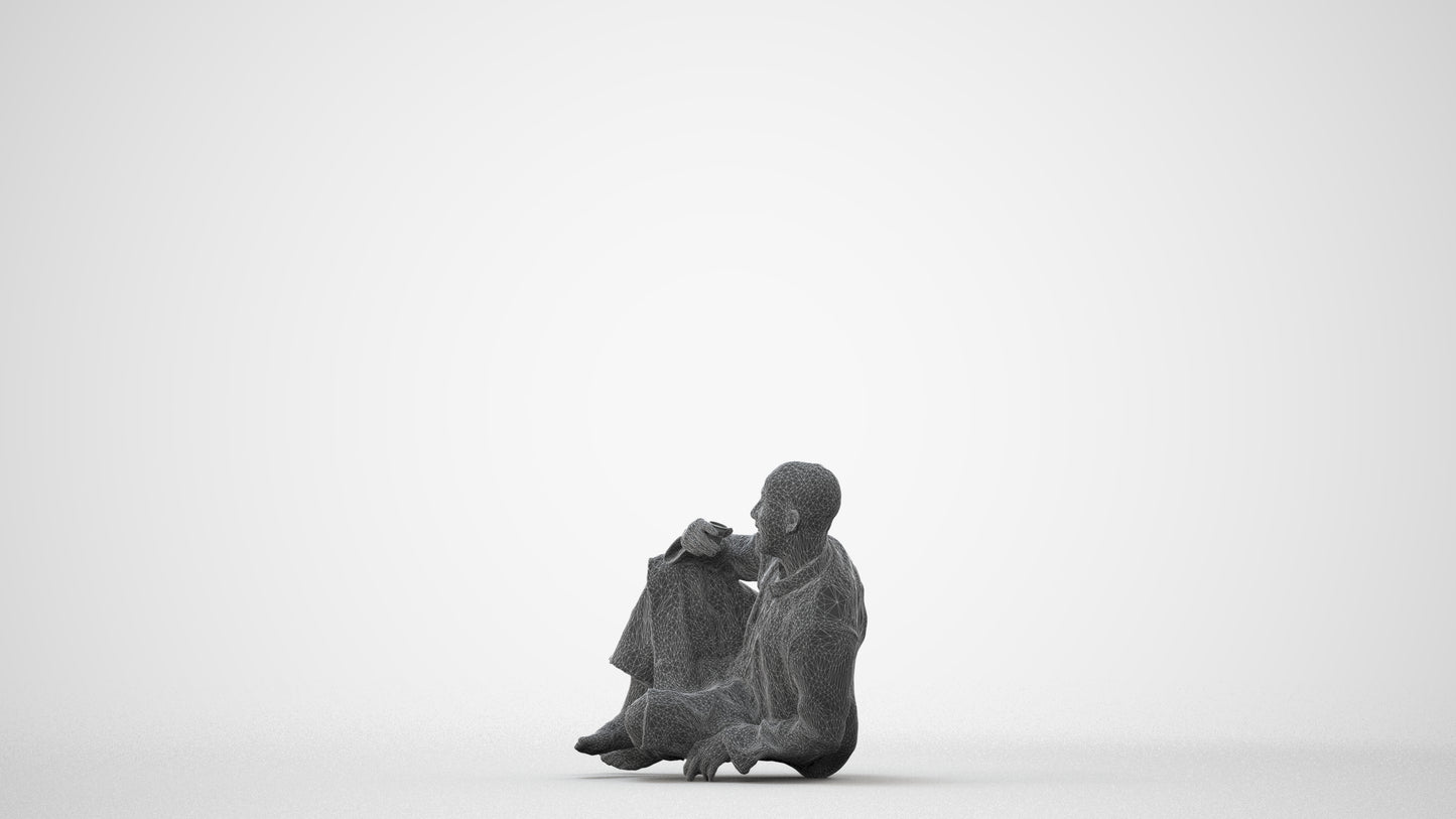 realistic 3D people man sitting, render-ready for V-Ray and Corona, FBX OBJ, square thumbnail