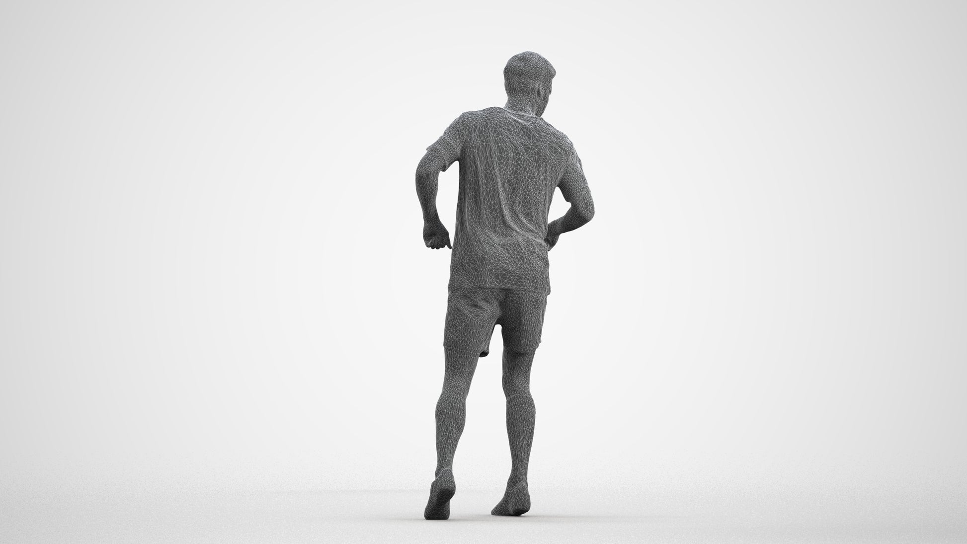 realistic 3D man sport, scanned archviz people for Blender and 3ds Max, wireframe front view