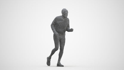 realistic 3D senior man sport, scanned archviz people for Blender and 3ds Max, three-quarter front view render
