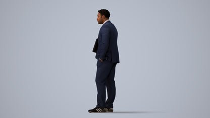 3D people model man business, scanned human for 3ds Max rendering, three-quarter view render