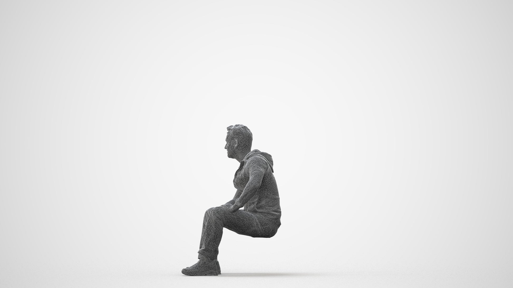 3D people model man casual sitting, scanned human for 3ds Max rendering, square thumbnail