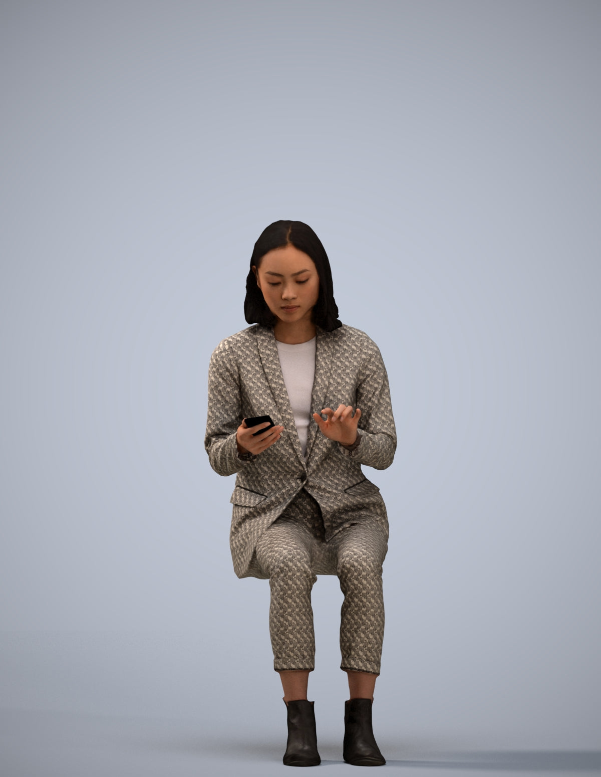realistic 3D human woman business, archviz people FBX OBJ for Blender