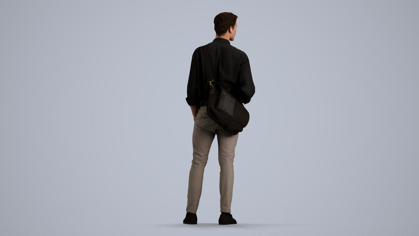 scanned 3D man casual standing, photogrammetry people for Enscape and V-Ray, front view render