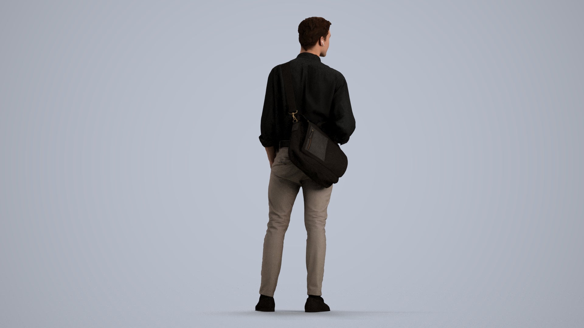 scanned 3D man casual standing, photogrammetry people for Enscape and V-Ray, front view render