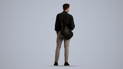 scanned 3D man casual standing, photogrammetry people for Enscape and V-Ray, front view render