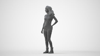 realistic 3D human woman casual standing, archviz people FBX OBJ for Blender, square thumbnail