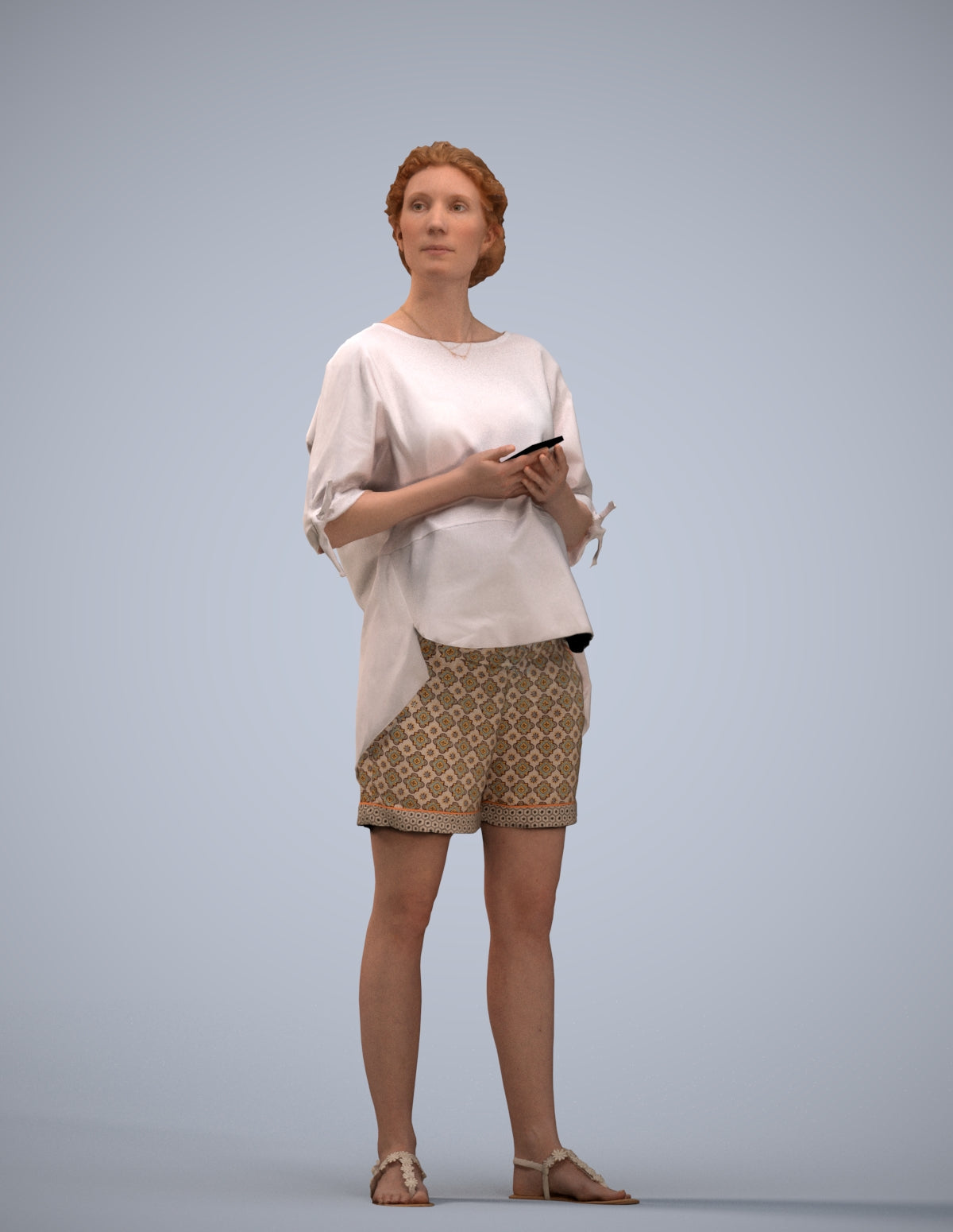 scanned 3D woman casual standing, photogrammetry people for Enscape and V-Ray