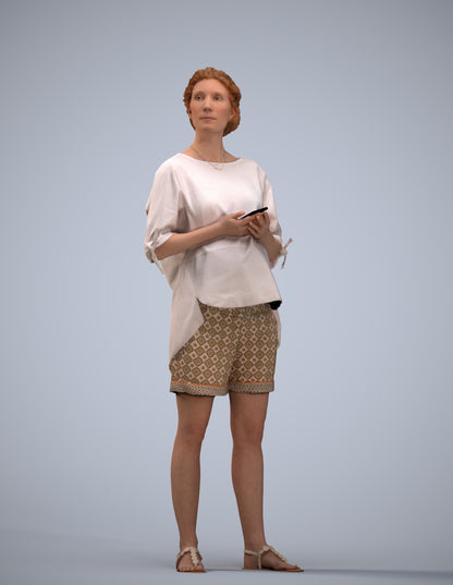 scanned 3D woman casual standing, photogrammetry people for Enscape and V-Ray