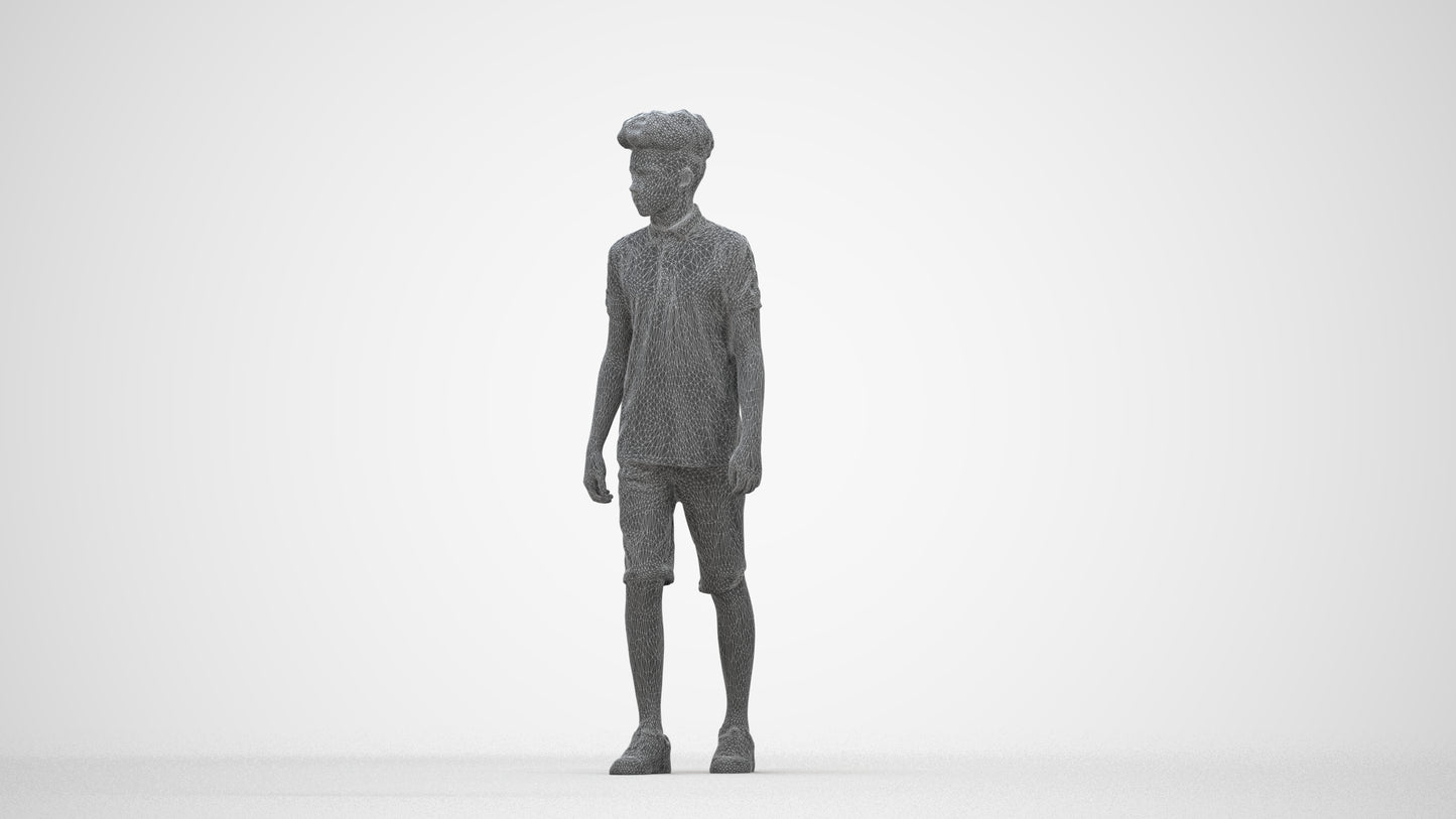 realistic 3D people boy casual kids, render-ready for V-Ray and Corona, FBX OBJ, wireframe back view