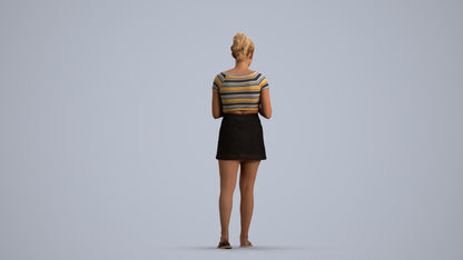 realistic 3D human woman casual standing, archviz people FBX OBJ for Blender, front view render