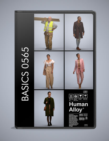 scanned 3D people walking collection, 5 photogrammetry models for Enscape and V-Ray