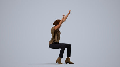 realistic 3D people woman casual sitting, render-ready for V-Ray and Corona, FBX OBJ, side view render