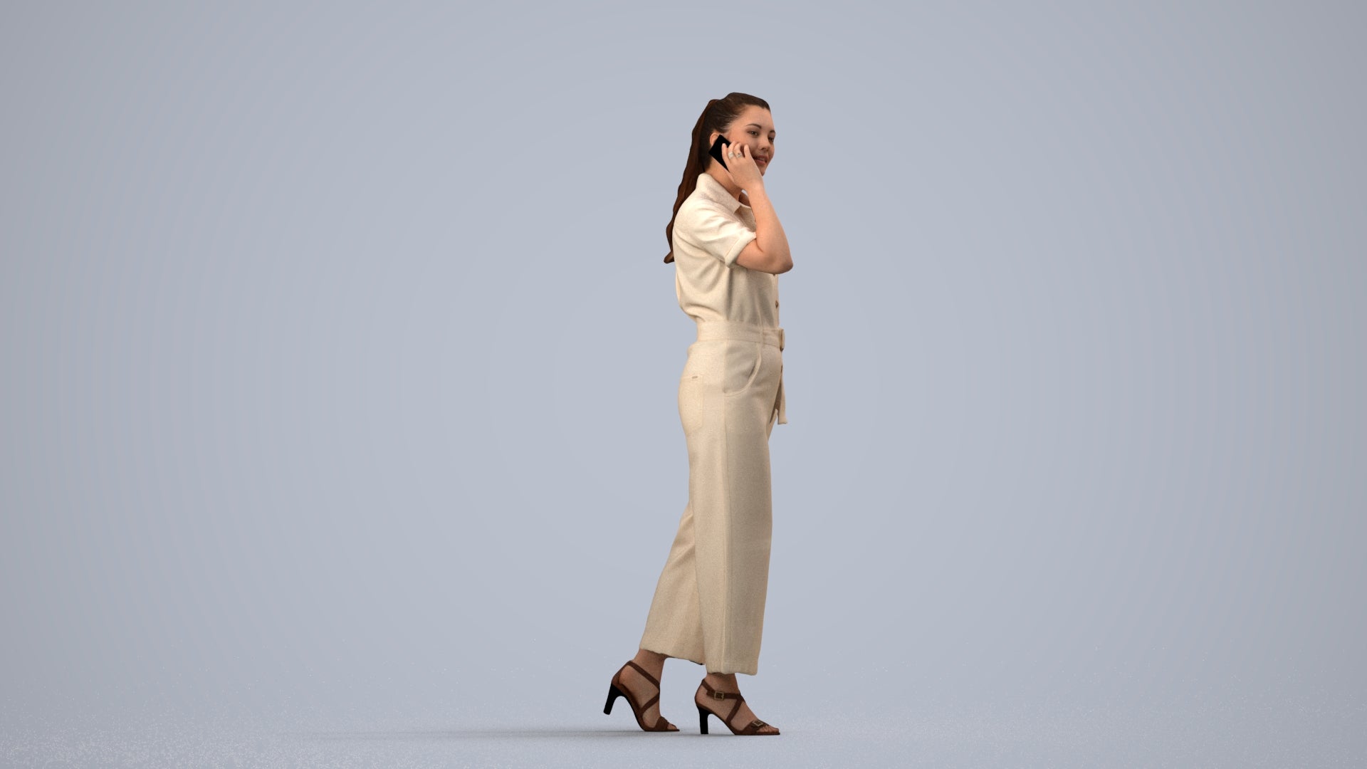 scanned 3D woman formal walking, photogrammetry people for Enscape and V-Ray, side view render