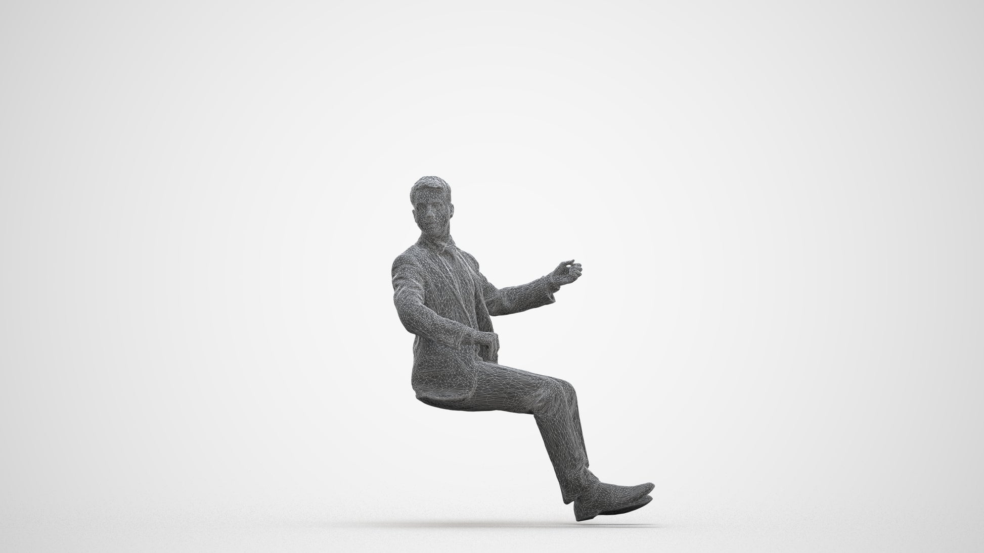 3D people model man business driving, scanned human for 3ds Max rendering, three-quarter front view render