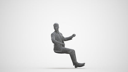 3D people model man business driving, scanned human for 3ds Max rendering, three-quarter front view render