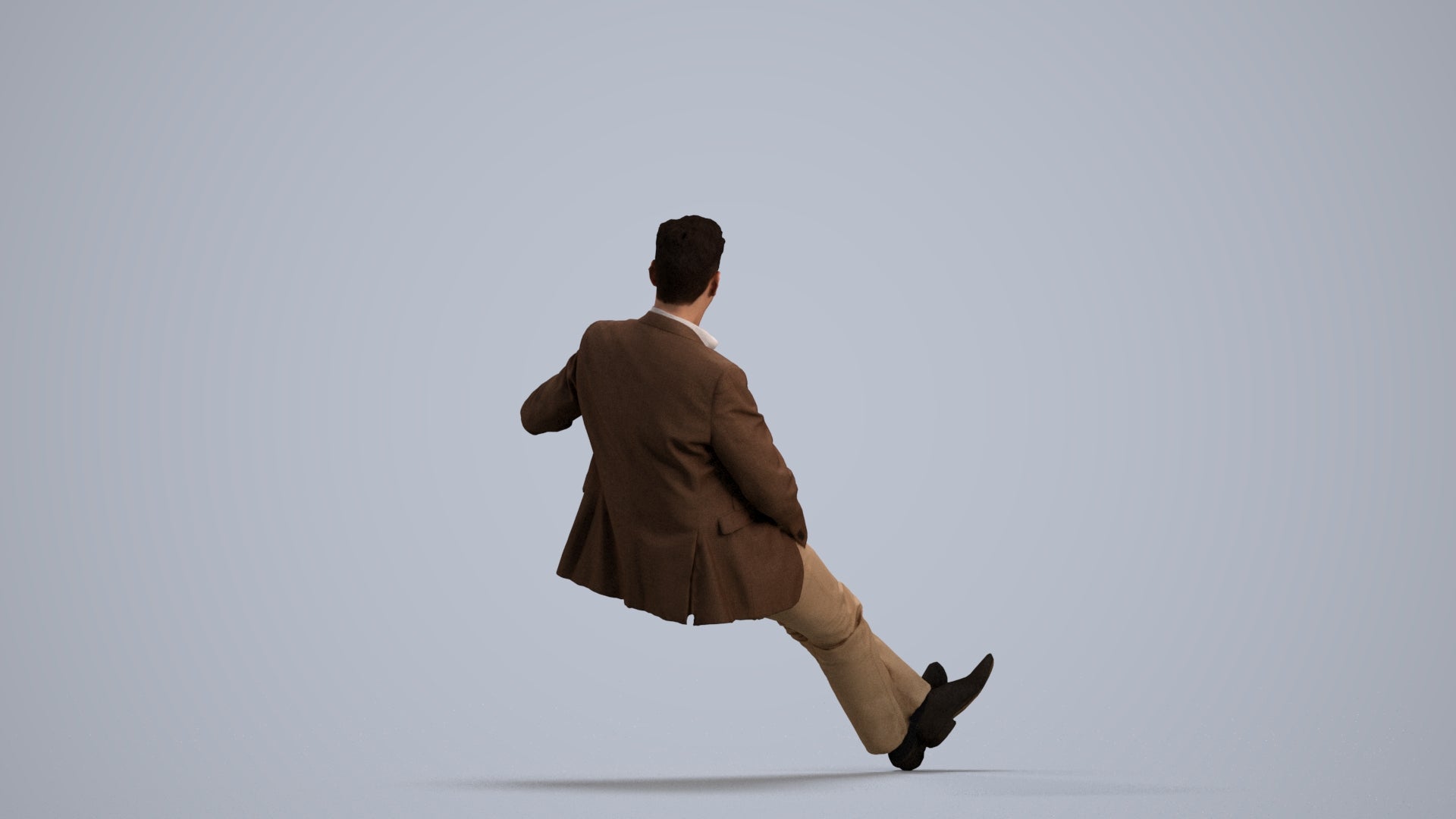 3D human model man business, photogrammetry scanned person for archviz, front view render