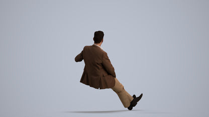 3D human model man business, photogrammetry scanned person for archviz, front view render