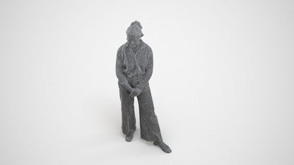 3D people model woman casual standing, scanned human for 3ds Max rendering, wireframe three-quarter view