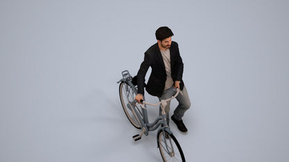 realistic 3D people man casual cycling, render-ready for V-Ray and Corona, FBX OBJ, back view render