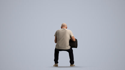 realistic 3D people senior man casual sitting, render-ready for V-Ray and Corona, FBX OBJ, front view render