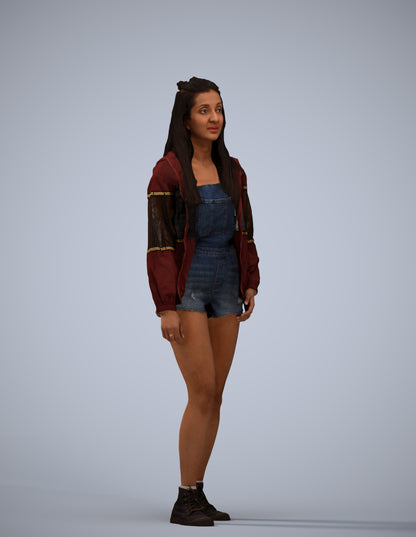 photogrammetry 3D woman casual standing, realistic human model archviz FBX