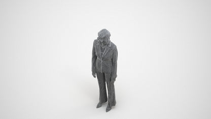 realistic 3D people woman business standing, render-ready for V-Ray and Corona, FBX OBJ, wireframe three-quarter view