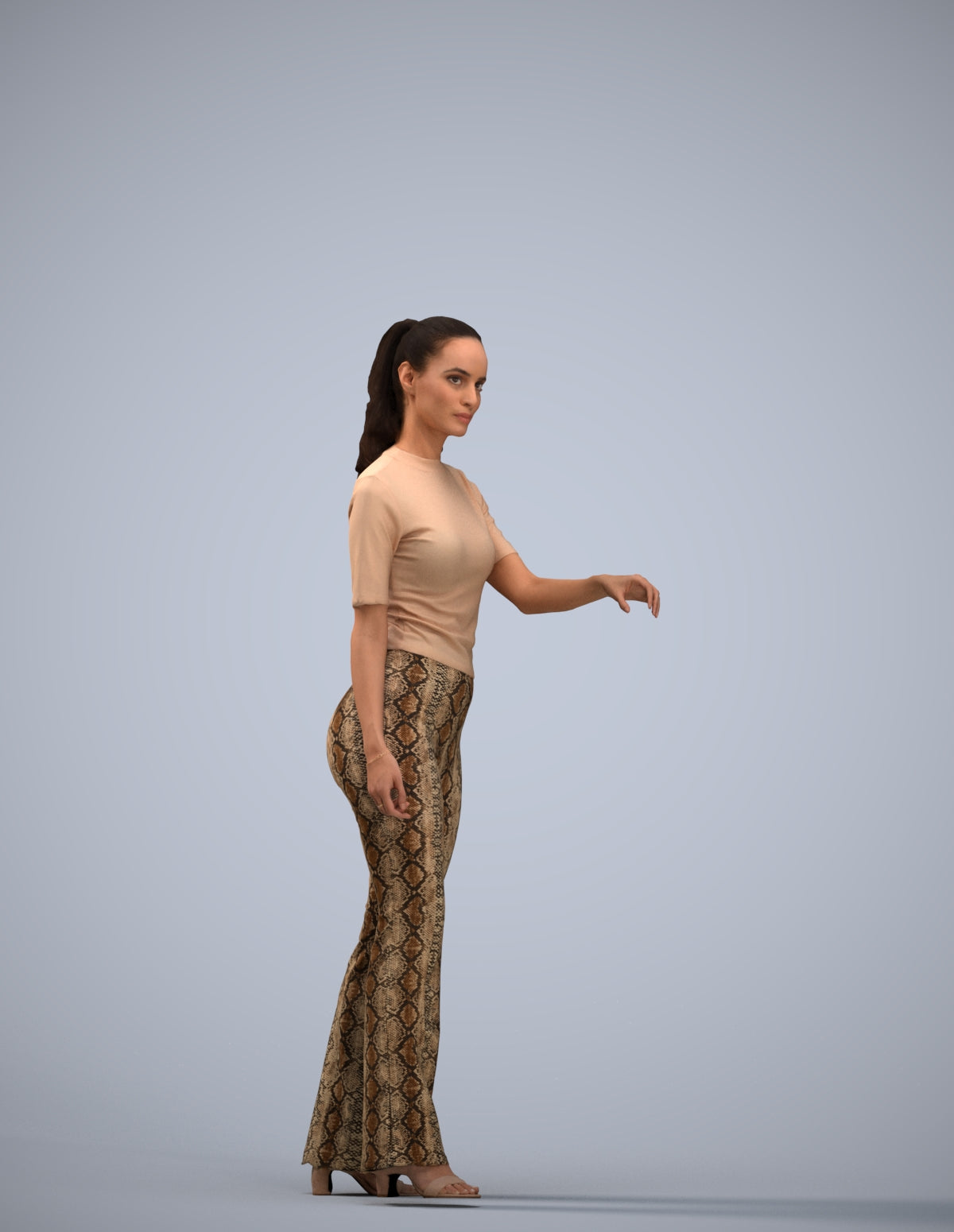 realistic 3D human woman casual door, archviz people FBX OBJ for Blender