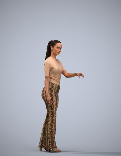 realistic 3D human woman casual door, archviz people FBX OBJ for Blender
