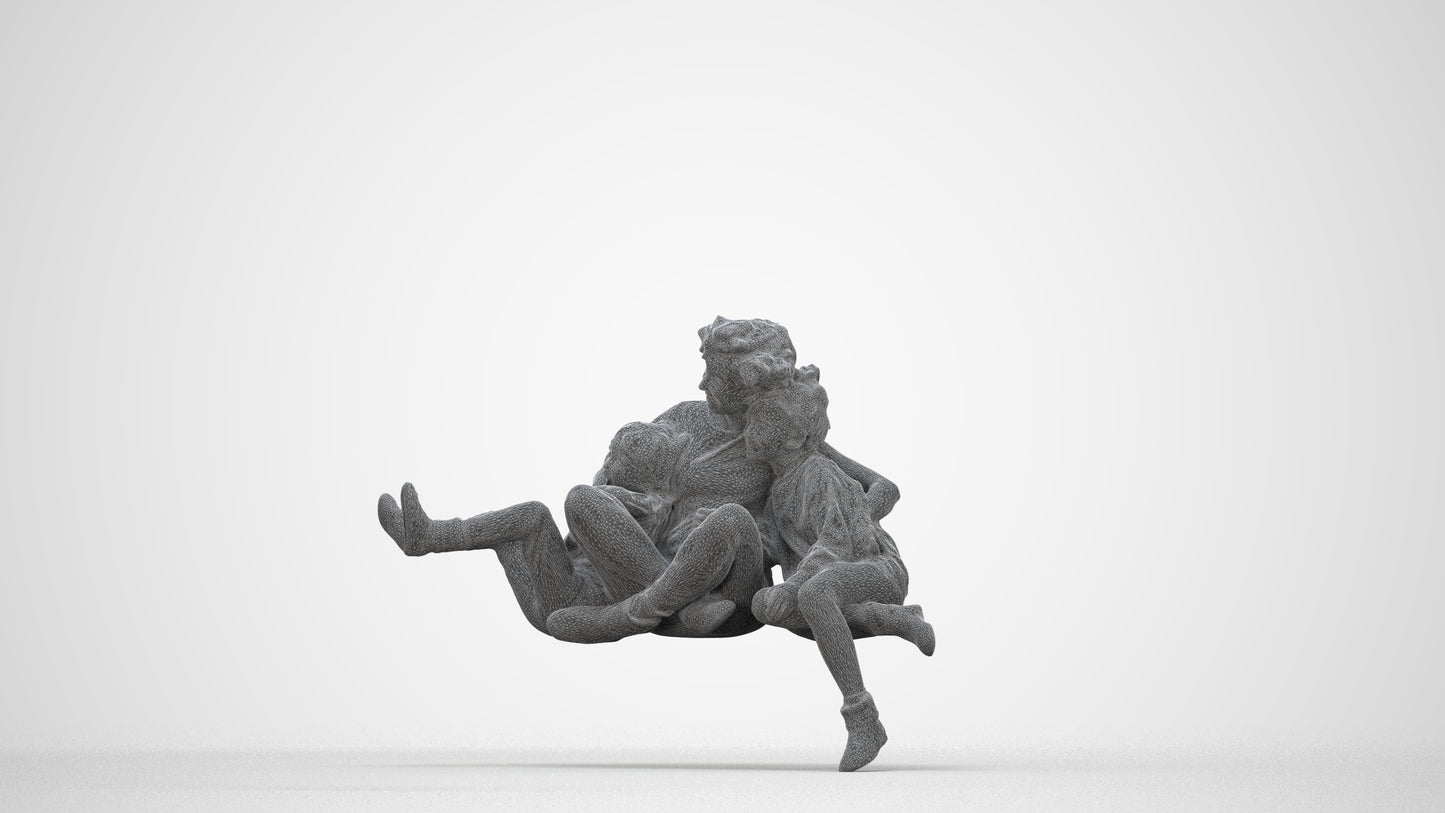 realistic 3D girl casual kids, scanned archviz people for Blender and 3ds Max, wireframe back view