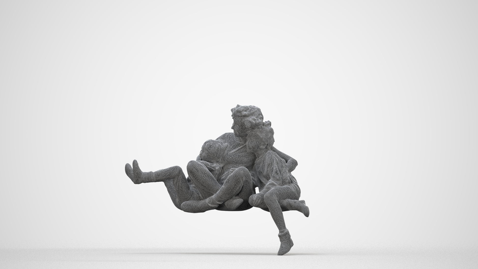 realistic 3D girl casual kids, scanned archviz people for Blender and 3ds Max, wireframe back view