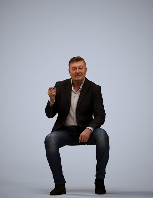 3D scanned man business, photorealistic archviz people for Enscape and SketchUp