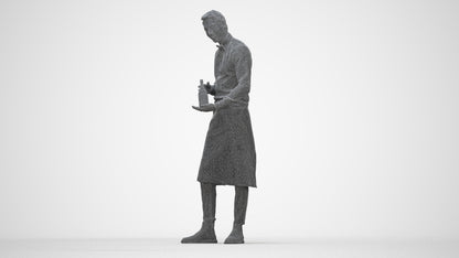 3D scanned man hospitality, photorealistic archviz people for Enscape and SketchUp, wireframe back view