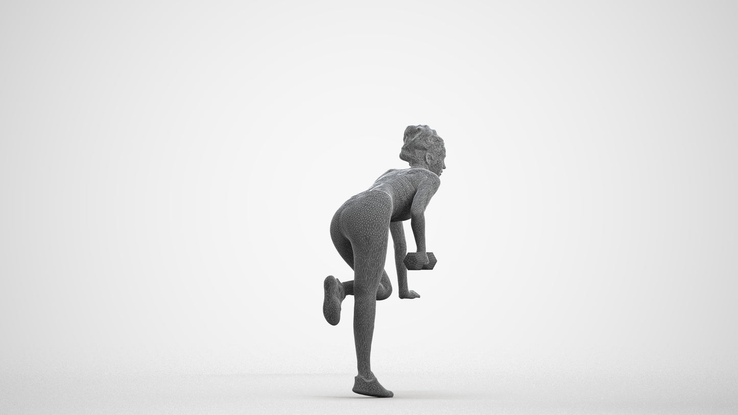3D human model woman sport, photogrammetry scanned person for archviz, wireframe front view