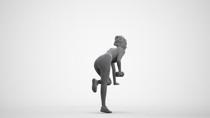 3D human model woman sport, photogrammetry scanned person for archviz, wireframe front view