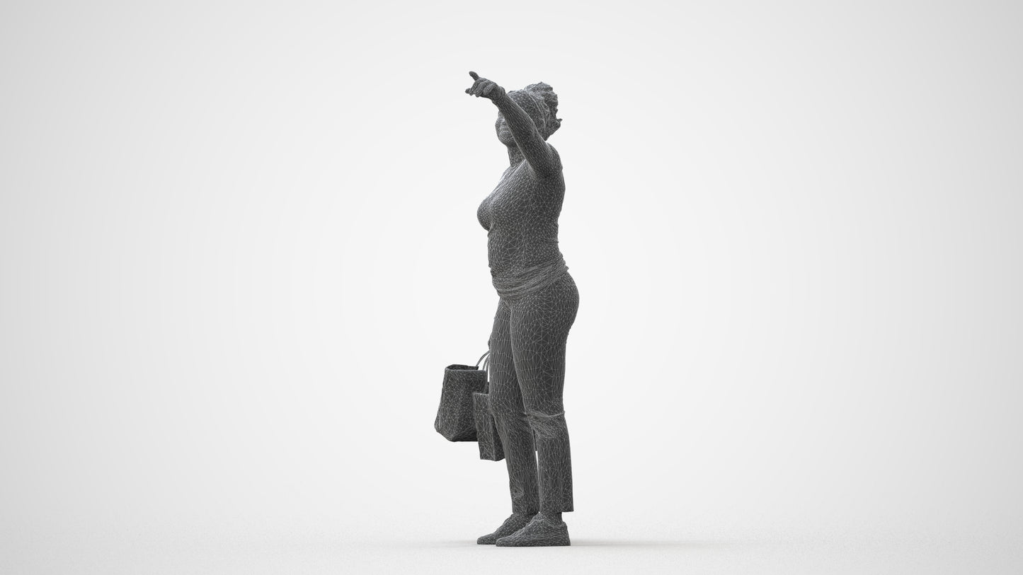 3D scanned woman standing casual, photorealistic archviz people for Enscape and SketchUp, square thumbnail