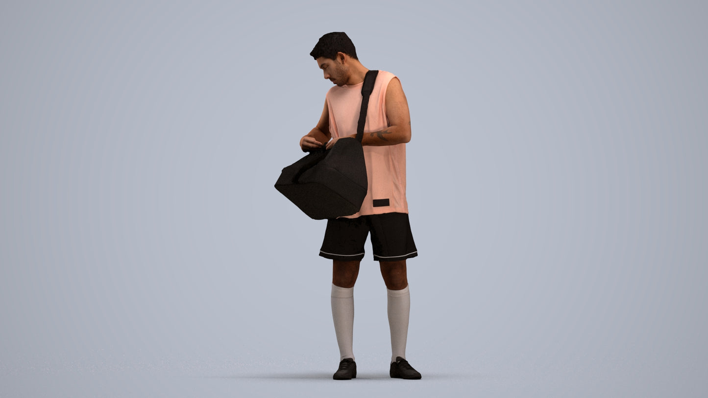 3D scanned man sport, photorealistic archviz people for Enscape and SketchUp, standing pose render