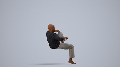 3D people model man casual bathroom, scanned human for 3ds Max rendering, side view render