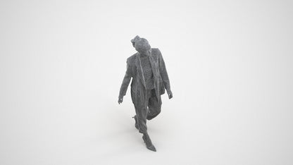 realistic 3D people woman business walking, render-ready for V-Ray and Corona, FBX OBJ, wireframe three-quarter view