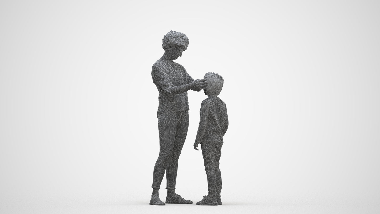 realistic 3D people girl casual kids, render-ready for V-Ray and Corona, FBX OBJ, three-quarter front view render